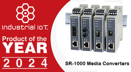 SR-1000 Media Converter products with Industrial IoT Product of the Year 2024 Logo